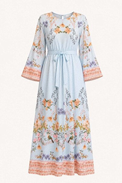 elif teke Flower Garden Dress Blue