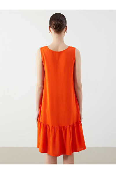 LC Waikiki Orange Crew Neck Mini Dress