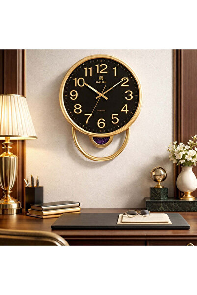 Vivendo Ceas de perete cu pendul 42x32 cm design contemporan pentru living do...
