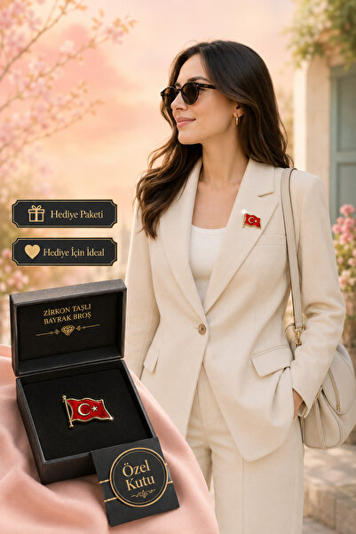 HER ŞEY NOTA www.herseynota.com Türk Bayrağı Tasarımlı Kırmızı Mineli Kadın B...