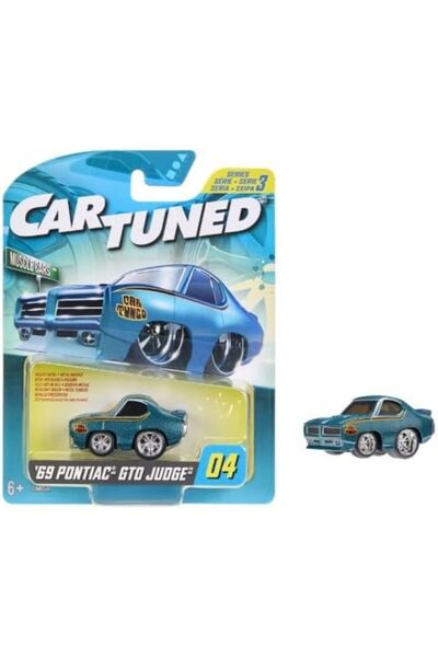 MMinora Mgae Cartuned S3 1969 Pontiac Gto Judge, Blue Muscle Car, Diecast Met...