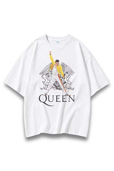 Fuddy Moda Unisex Queen Freddie Mercury Printed Crew Neck T-Shirt, Oversized ...