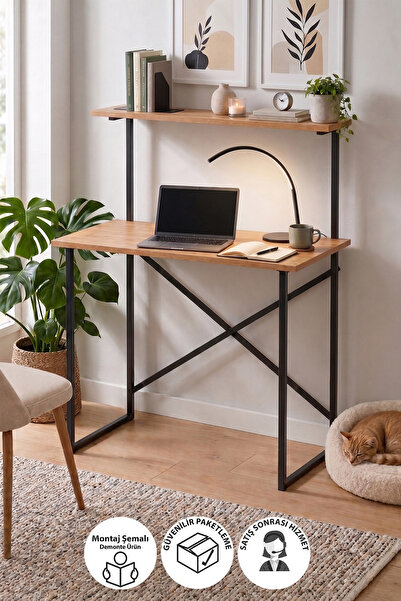 Bofigo 90x45 Cm Raflı Çalışma Masası Laptop Masası Çocuk Çalışma Masası Ders ...