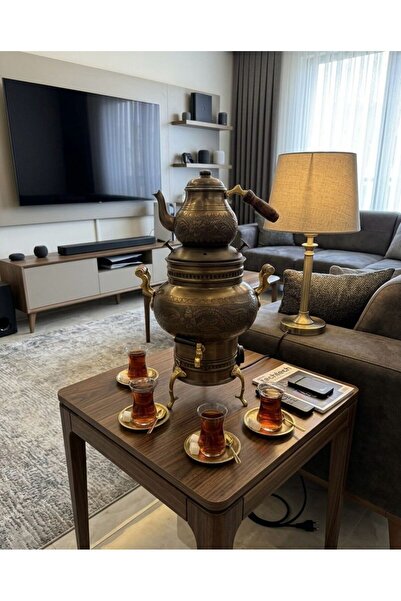 Bakır Center Copper Electric Samovar Handmade with Thermostat Home Office Tea...