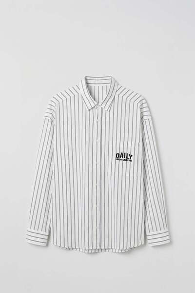 ablukaonline Men's Striped Oversize Long Sleeve Shirt with Embroidery Detail ...