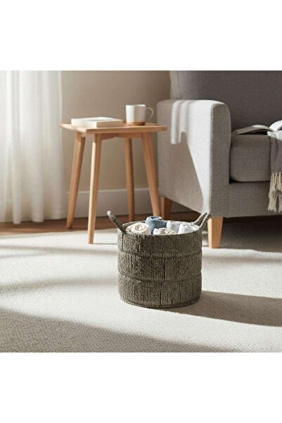 PAN HOME سلة كاثرين دائرية 28x28x26 سم - رمادي