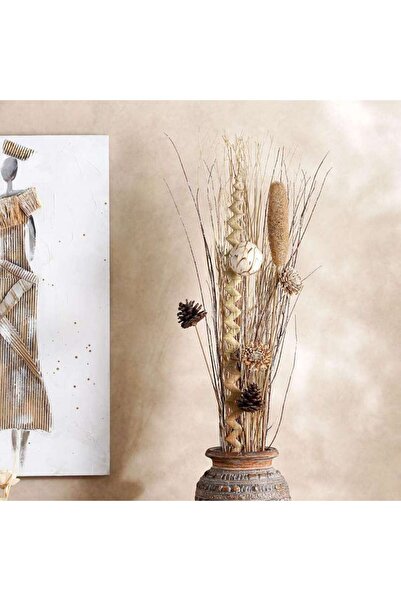 PAN HOME Plume Dried Plants Bouquet 100cm- Silver