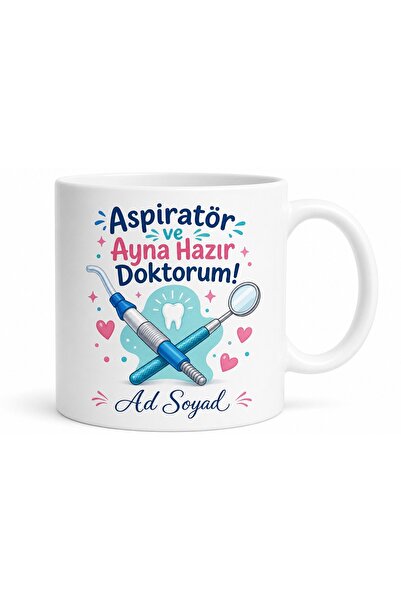 Tupya Gift Diş Hekimi Asistanına Esprili Kupa Aspiratör Ayna Hazır Doktorum H...