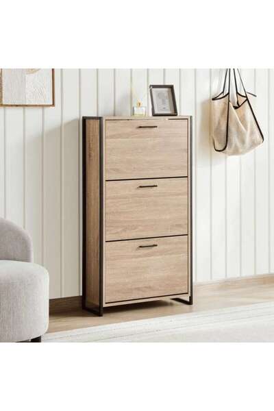PAN HOME Tessa Shoe Rack 12 Pairs With 3 Drawer - Natural & Black