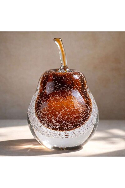 PAN HOME Meva Glass Pear Figurine 11.5x11.5x15cm - Brown