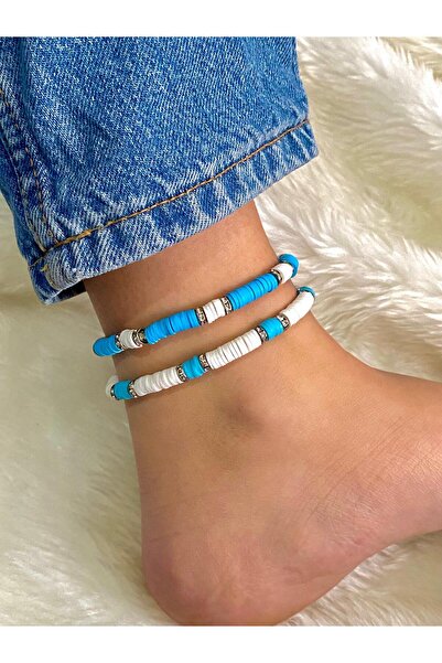 Beykan handmade Elastic Fimo 2-Pack Anklet