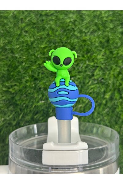 YuccaCo Accessorize Your Life Uzaylı 3D Termos Pipet Süsü/Dünya Pipet Koruyuc...