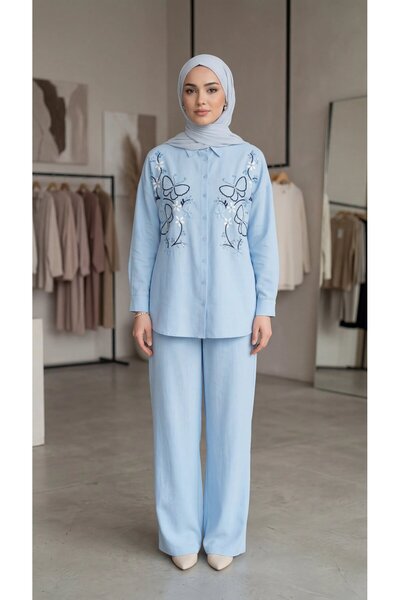 BURRASCA Embroidered Stone Linen Suit