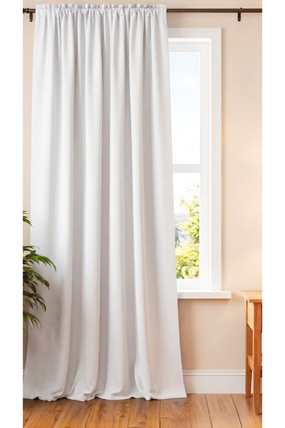 Yuka Blackout Light-Proof Blackout Background Curtain White Color No-Pile Sin...
