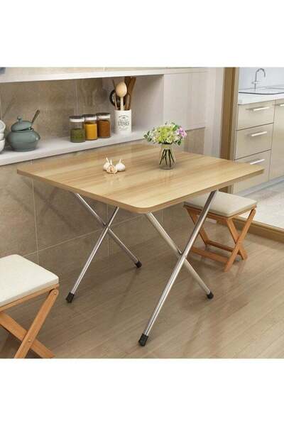 TOMSHOO Multifunctional Folding Table,Wooden Square Table,Portable Camping Ta...