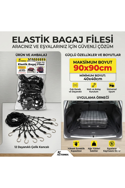 WROSE ELASTİK BAGAJ FİLESİ 40X40CM --> 90X90CM