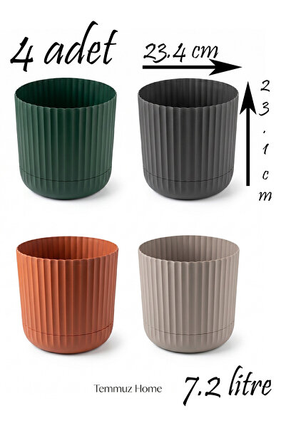 TEMMUZ HOME Premium Zeraf Çiçek ve Bitki Saksısı Seti 4'lü Set(İlan Saksılar İçindir)