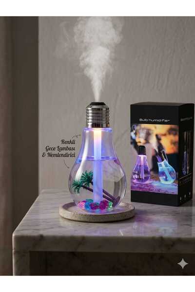 Lider MAGNESİA 7LED IŞIKLI AMPUL ŞEKİLLİ GECE LAMBASI HAVA NEMLELENDİRİCİ USB GİRİŞLİ