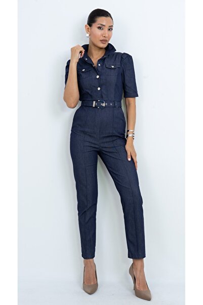 Dorne Moda Özel Koleksiyon Gömlek Kesim Denim Tulum