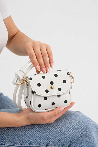 cocy-col Lunessa White Polka Dot Women's Mini Crossbody Shoulder Bag