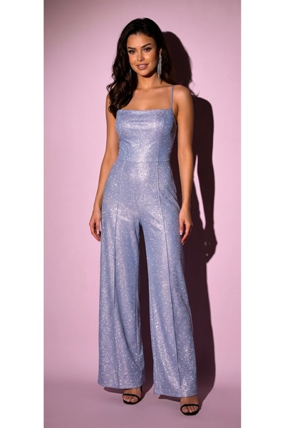 Lolipop Butik Odetta Simli Işıltılı Sırtı İpli Palazzo Kesim Tulum