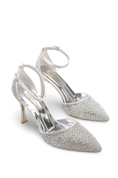 Ymn ayakkabı Tovran Women's Silver Thin Heeled Premium Special Series Ankle S...