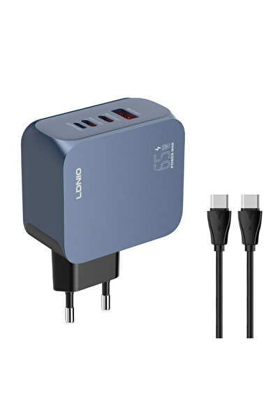 LDNIO φορτιστής τοίχου Q7 με καλώδιο USB-C, USB/Lightning/2x USB-C, GaN, 65W,...