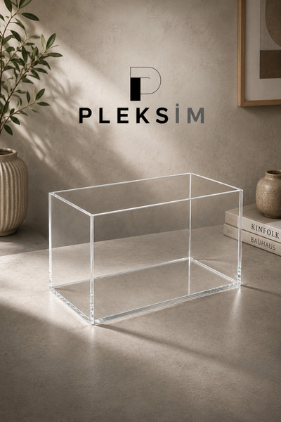 ulusoypleksi Premium Şeffaf Kapaksız Çok Amaçlı Saklama Kutusu (30cm x 20cm x...