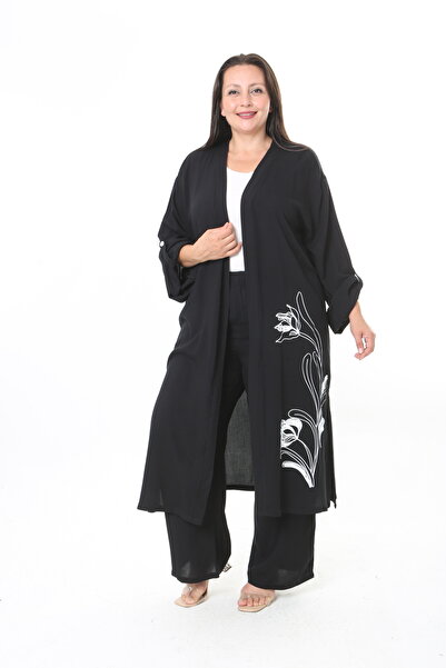 XL Modam طقم كيمونا نسائي مطبوع مقاس كبير