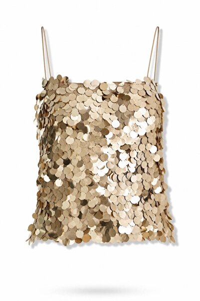 5in1Canpolat Gold Strap Sequined Blouse 071917