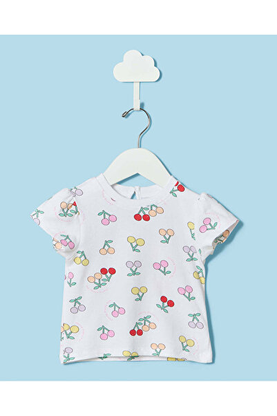 REDTAG Infant Girls White Printed T-Shirt