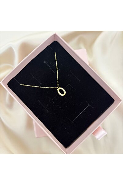 Lovera Jewellery 925 Ayar Gümüş Sertifikalı 14K Gold Renk Ö Harfli Harf Kolye