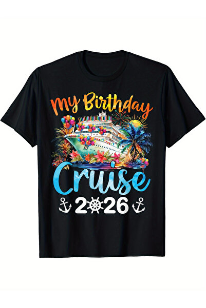 LİNA06 تي شيرت رجالي بتصميم بحري "My Cruise" مع أشجار النخيل والسفن، مقاس 3X،...