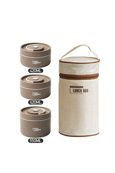 Choice 1390ml 3 Light Coffee 3pcs microwave portable insulated food container...