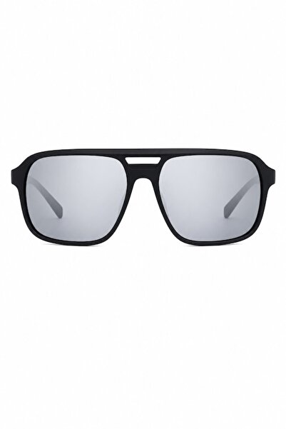 Globalport Retail Ochelari de soare polarizați UV400 pentru bărbați, Model Navigator Modern, Ramă neagră mată, Lentile oglindă gri fumuriu, Mărime M-L, Husă inclusă
