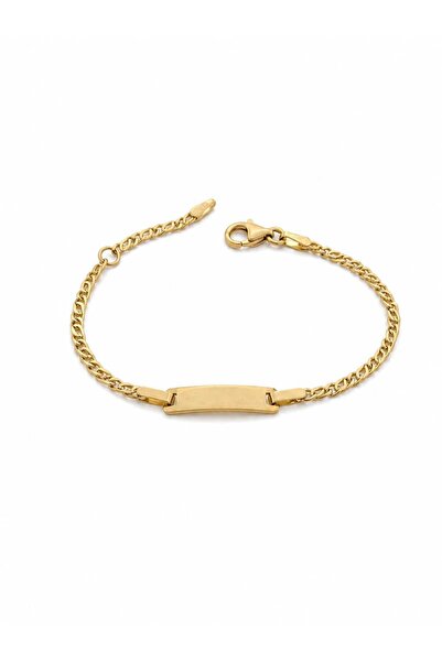 Aur 585 Brățară copii din aur galben 14k, model plăcuță, 12,5–14,5 cm, 2,27 g