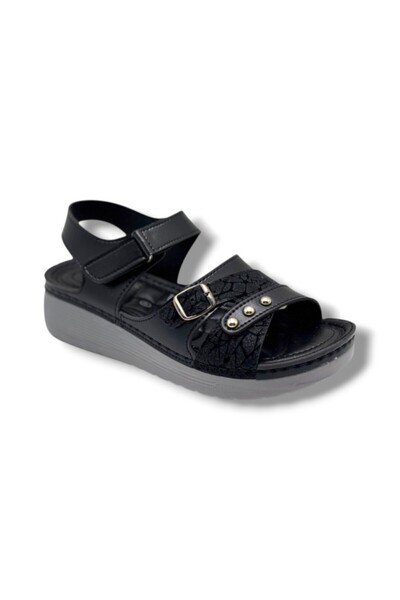 Cakgo Selinay 1580-26 Skin Glittery Single Buckle Velcro Anatomical Women's S...