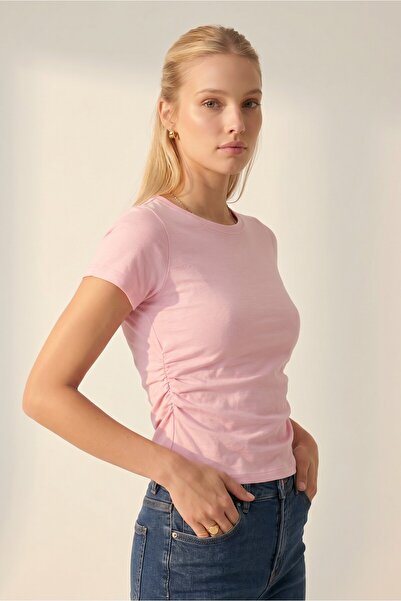 NOTHING Γυναικείο T-shirt Modal με μαζεμένα πλαϊνά μέρη SN-4532