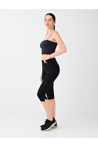 Jimmy Key Black Slim Fit Midi Leggings with Elastic Waist