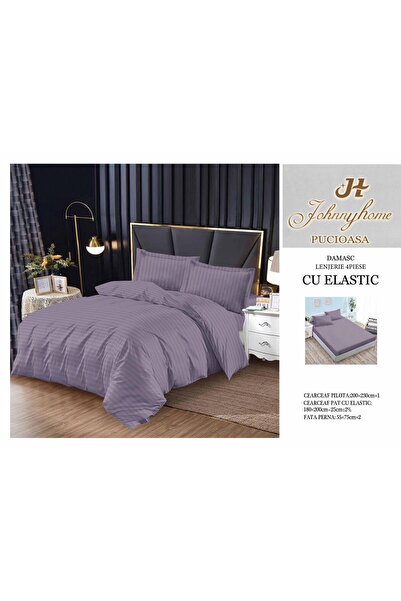 naniland.ro Lenjerie de Pat Damasc 2 Persoane 4 Piese Cu Elastic 180x200 cm