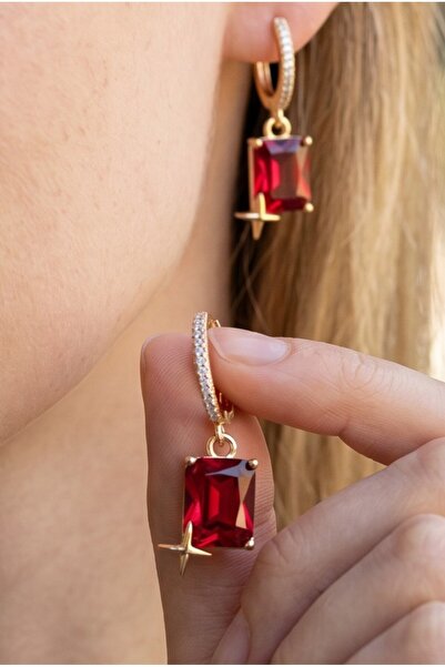 NBS Beautiful Naturel Stones Women's Love Red Baguette Stone Star Detailed St...
