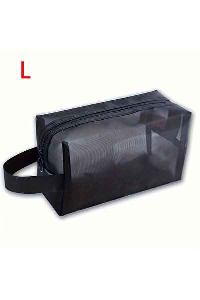choice2 L 1PC Travel Black Mesh Cosmetic Bag Zipper Makeup Bag For Women Wash...