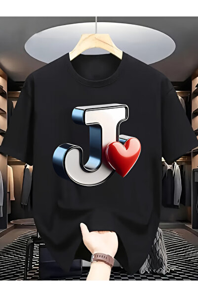 NOURAM Men'S J-Letter And Love Print T-Shirt - Short Sleeve Crew Neck Top, Re...