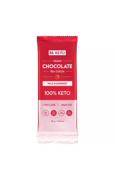 NO BRAND Beketo Vegană Keto Ciocolată cu Ulei MCT 80g - Zmeură Sălbatică