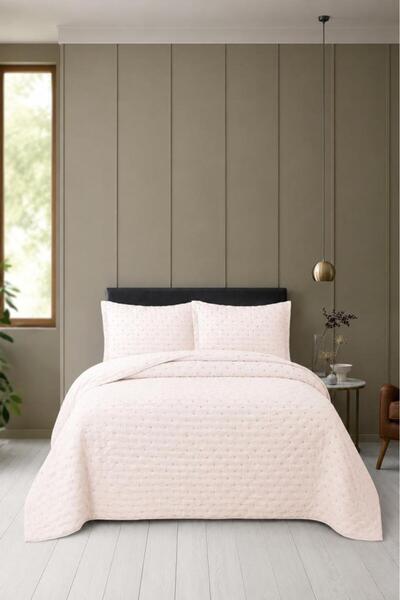 Çeyiz Diyarı Flore Fiber Filled Double 240X260 cm Bedspread Powder