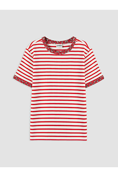 LC Waikiki Tricou de fete cu guler rotund și dungi