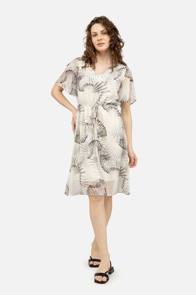 mass fashion Γυναικείο κομψό φόρεμα από σιφόν με σχέδια