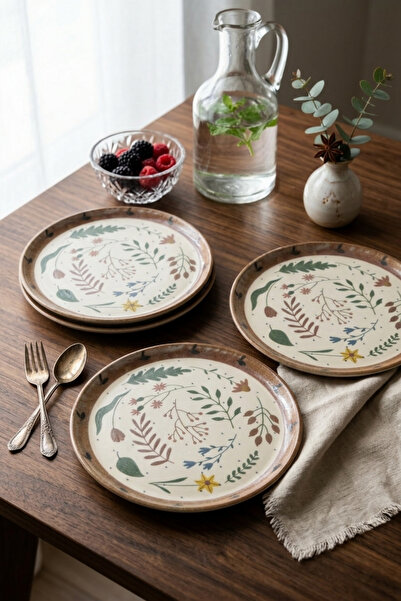 Keramika Reaktif Soft Bloom Nordic Pasta Plate 22 cm 4 Pieces 22877