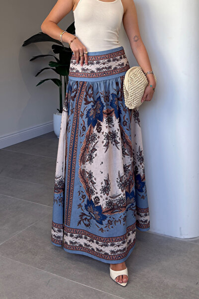 MAGARDE Brisa Ethnic Patterned Waist Gipeli Skirt - Blue