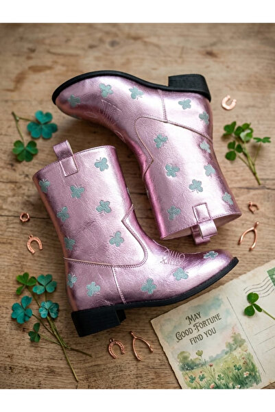 Turkuaz Ayakkabı Pink Embroidered Girls' Boots